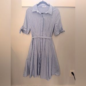 Calvin Klein Blue & White Midi Shirt Dress, size 10